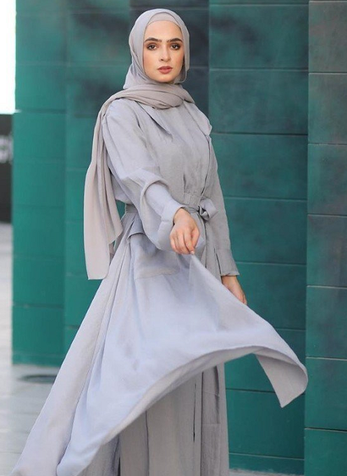 Abaya top abu abu